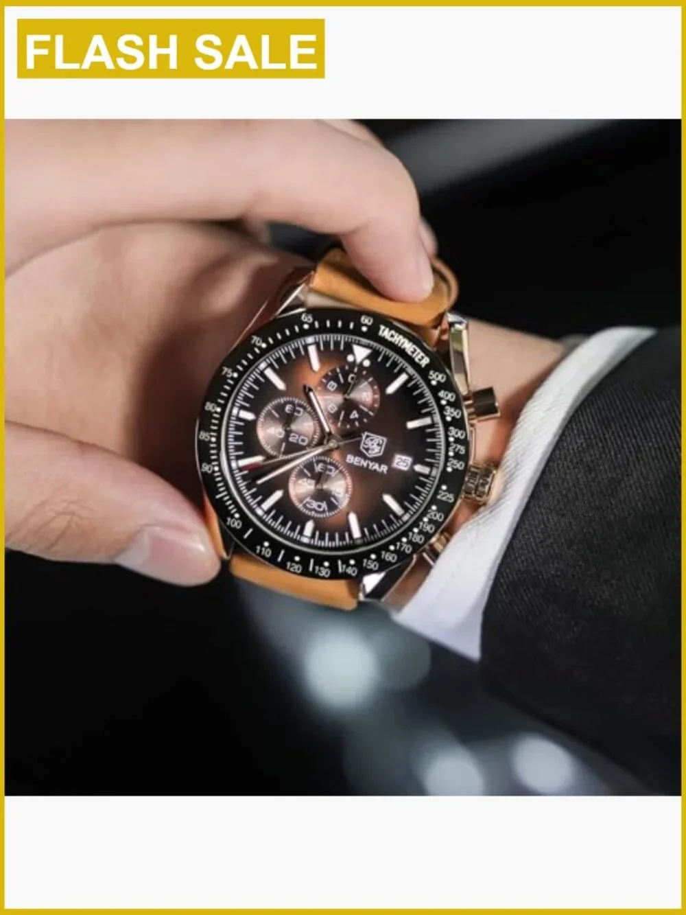 Men's Quartz Chronograph Watch Waterproof Luminous Stainless Steel Silicone